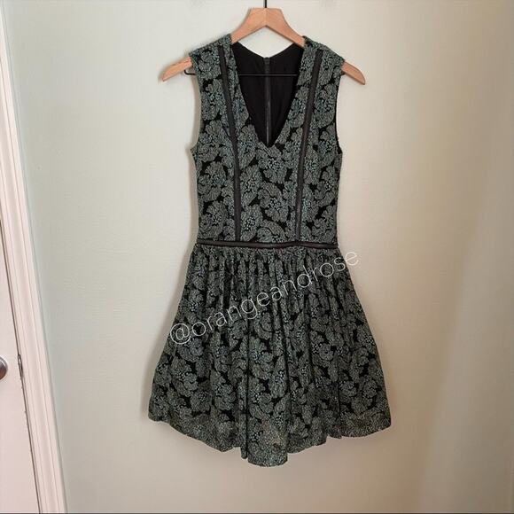 ALEXIS Green Black Floral Tulle Skirt Mini Dress Medium - Picture 15 of 15